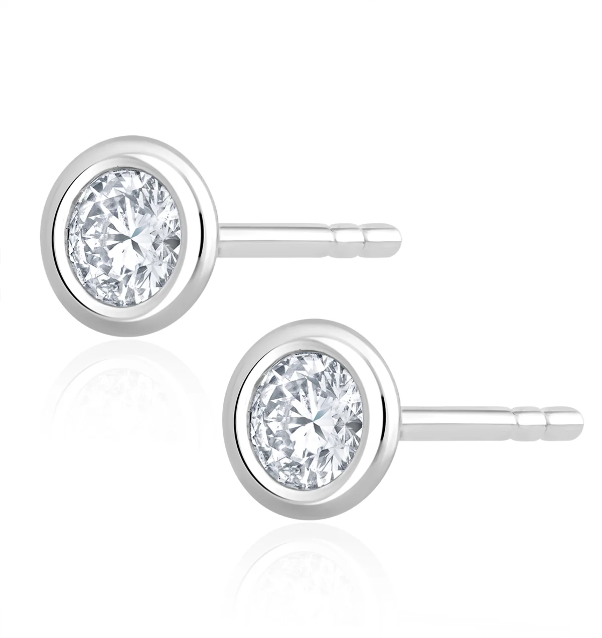 0.50ct Lab Diamond Rub Over Studs Earrings in 9K White Gold - 5.6mm - Image 3
