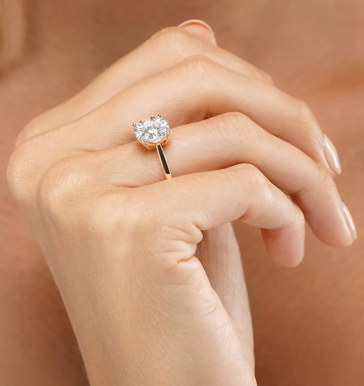 1 Carat Lab Diamond Cluster Solitaire Ring H/Si in 9K Gold - Image 3