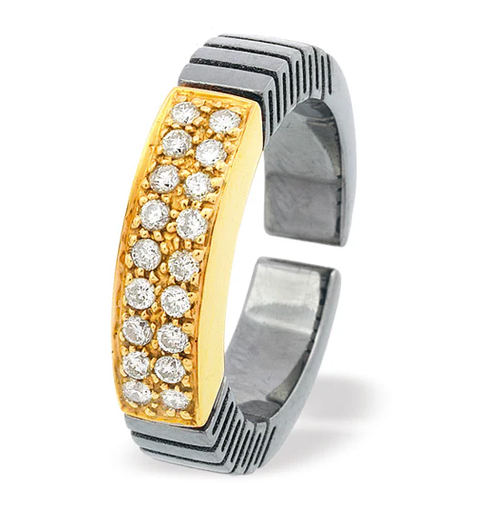 18K Gold and Titanium Ring Dia 0.22ct