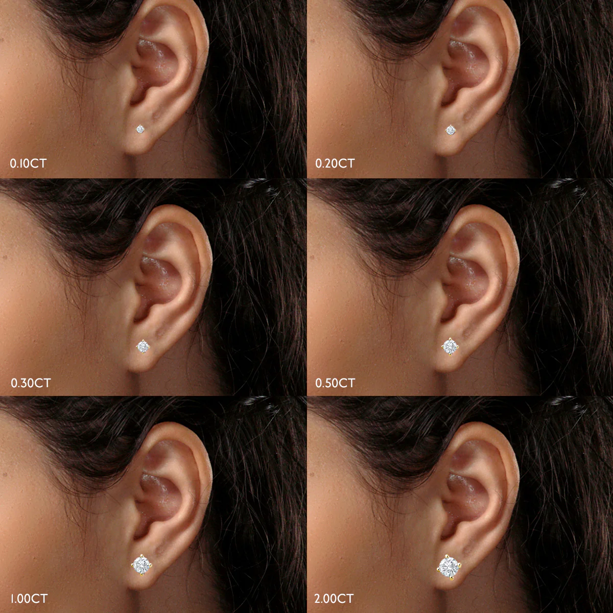 18K Gold Lab Diamond Studs Earrings 1.50CT F/VS1 Quality - 6mm - Image 4
