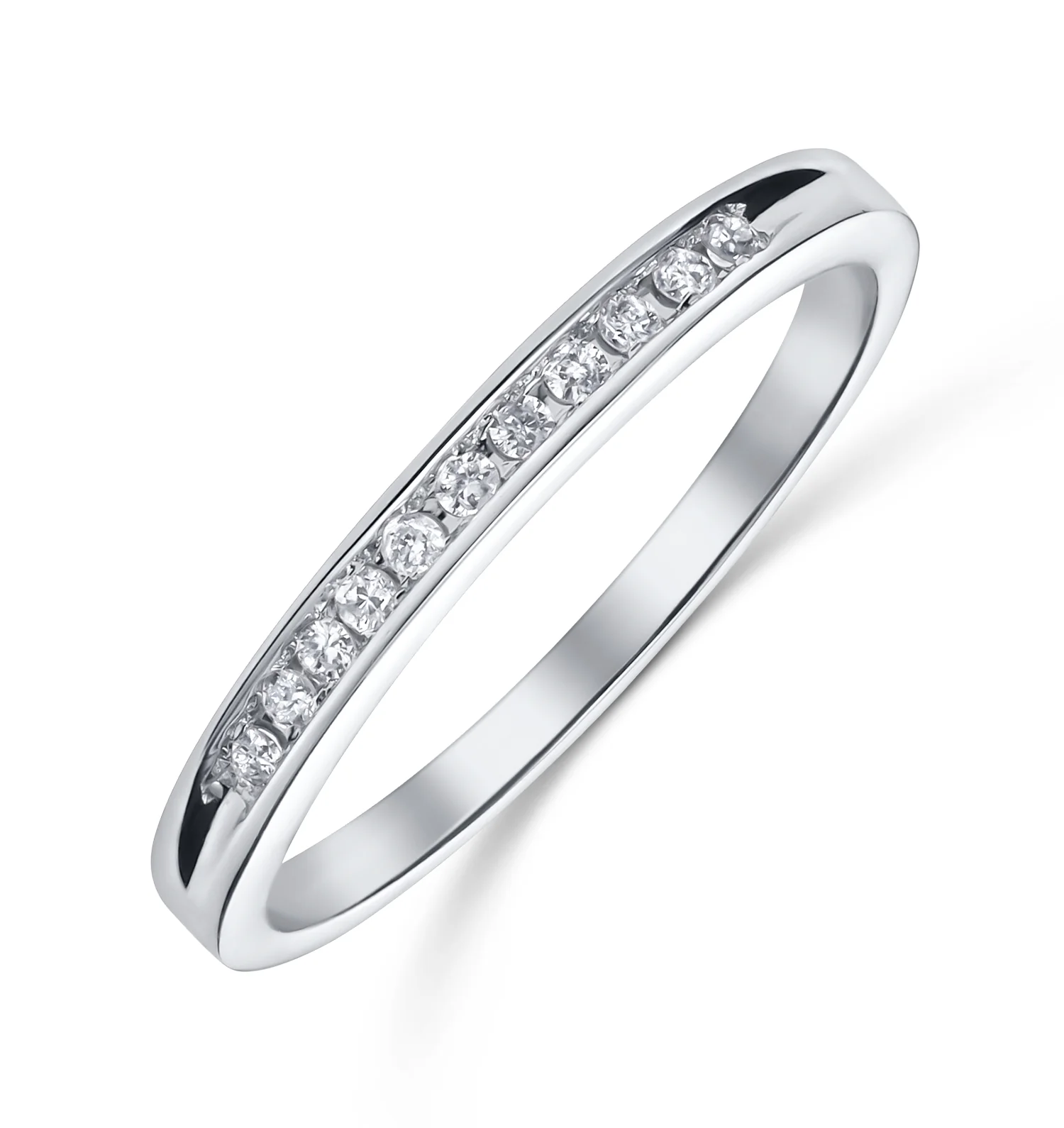 18K White Gold Lab Diamond Set Mount and Half Eternity Ring (0.70ct) - SIZE N - Image 2