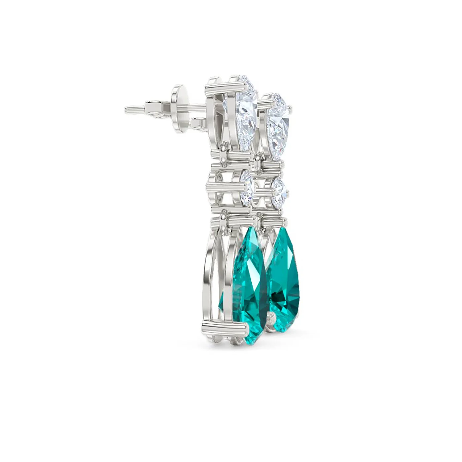9.00ct Pear Cut Lab Paraíba YAG Drop Earrings in 14K White Gold - Image 25