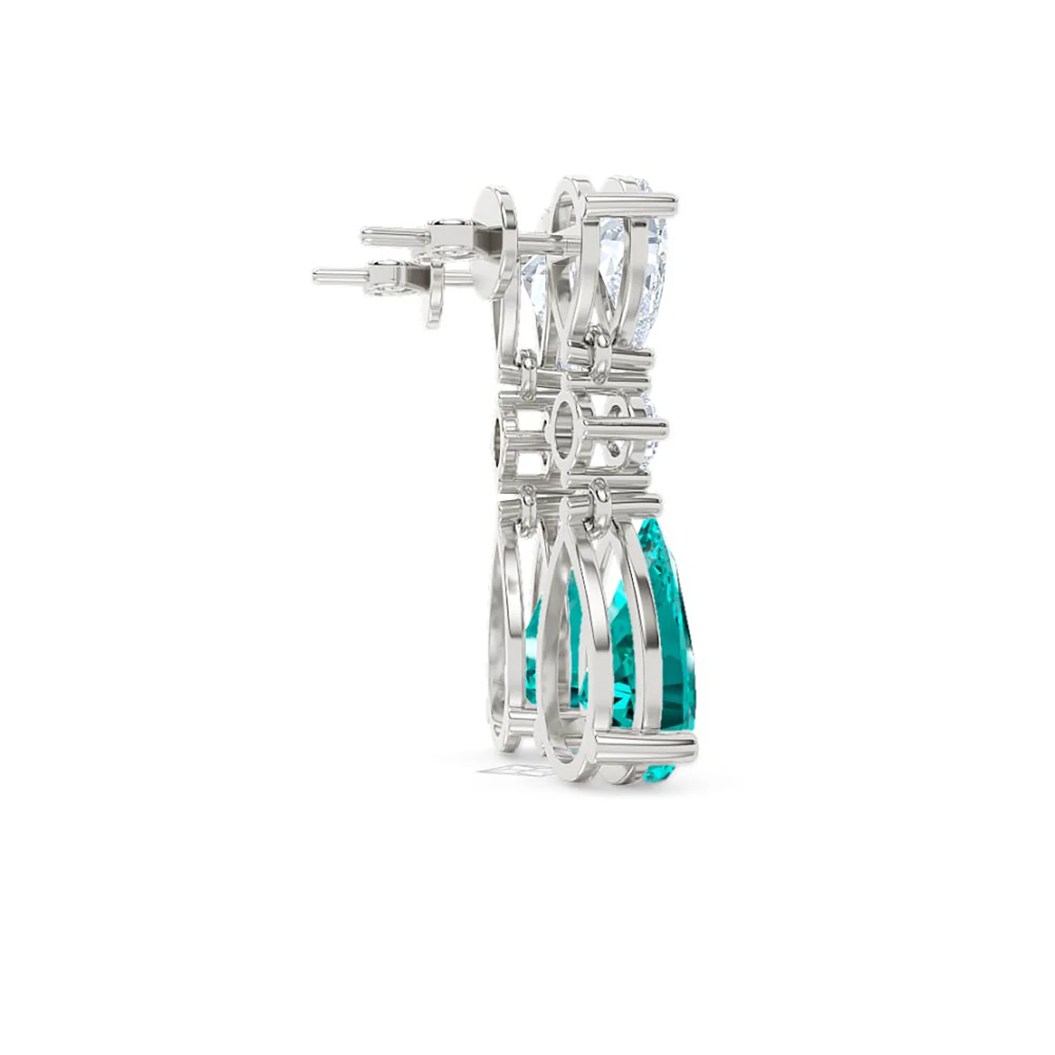 9.00ct Pear Cut Lab Paraíba YAG Drop Earrings in 14K White Gold - Image 32