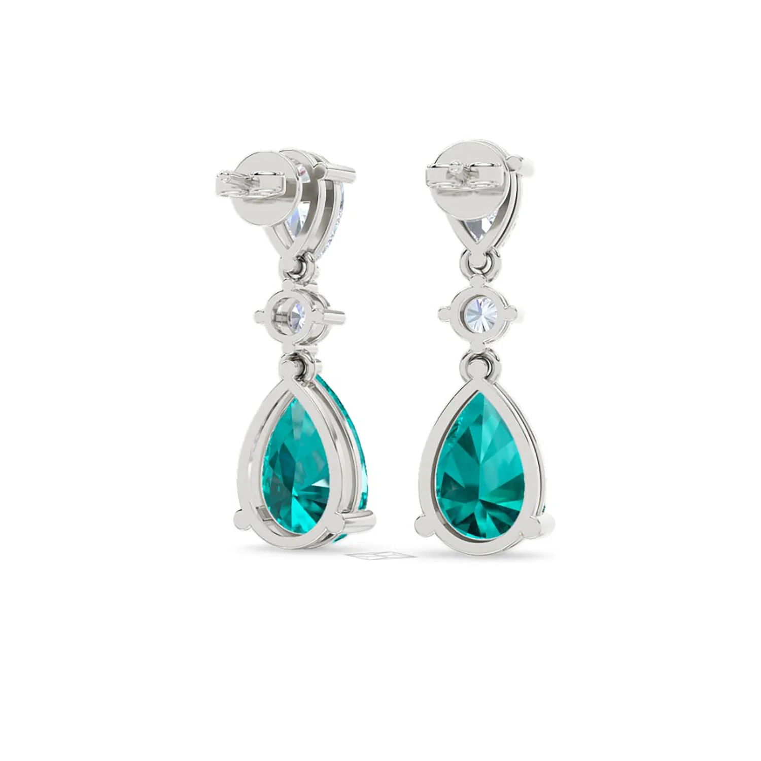9.00ct Pear Cut Lab Paraíba YAG Drop Earrings in 14K White Gold - Image 45
