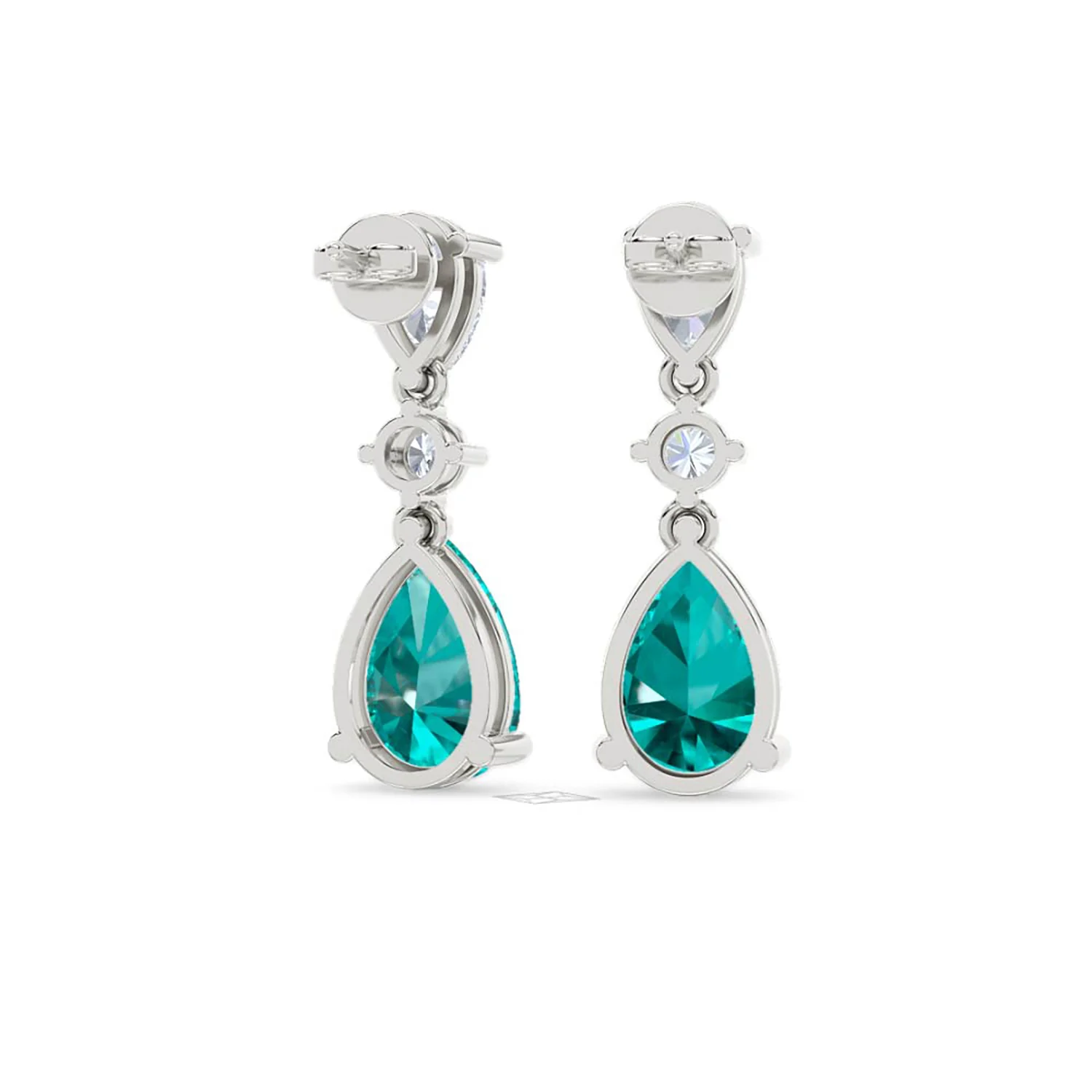 9.00ct Pear Cut Lab Paraíba YAG Drop Earrings in 14K White Gold - Image 46