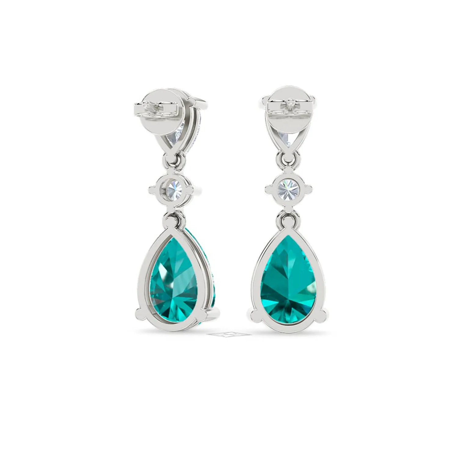 9.00ct Pear Cut Lab Paraíba YAG Drop Earrings in 14K White Gold - Image 47