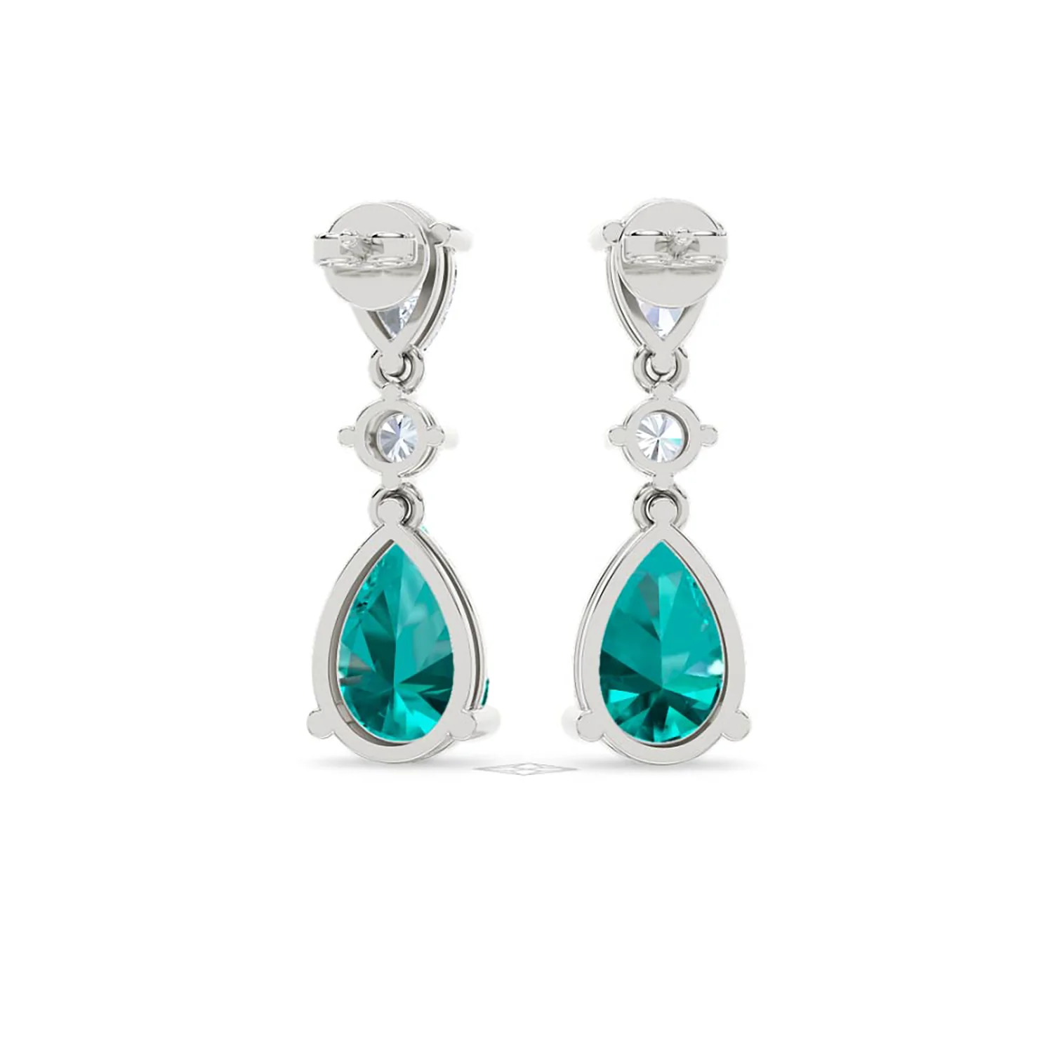 9.00ct Pear Cut Lab Paraíba YAG Drop Earrings in 14K White Gold - Image 48