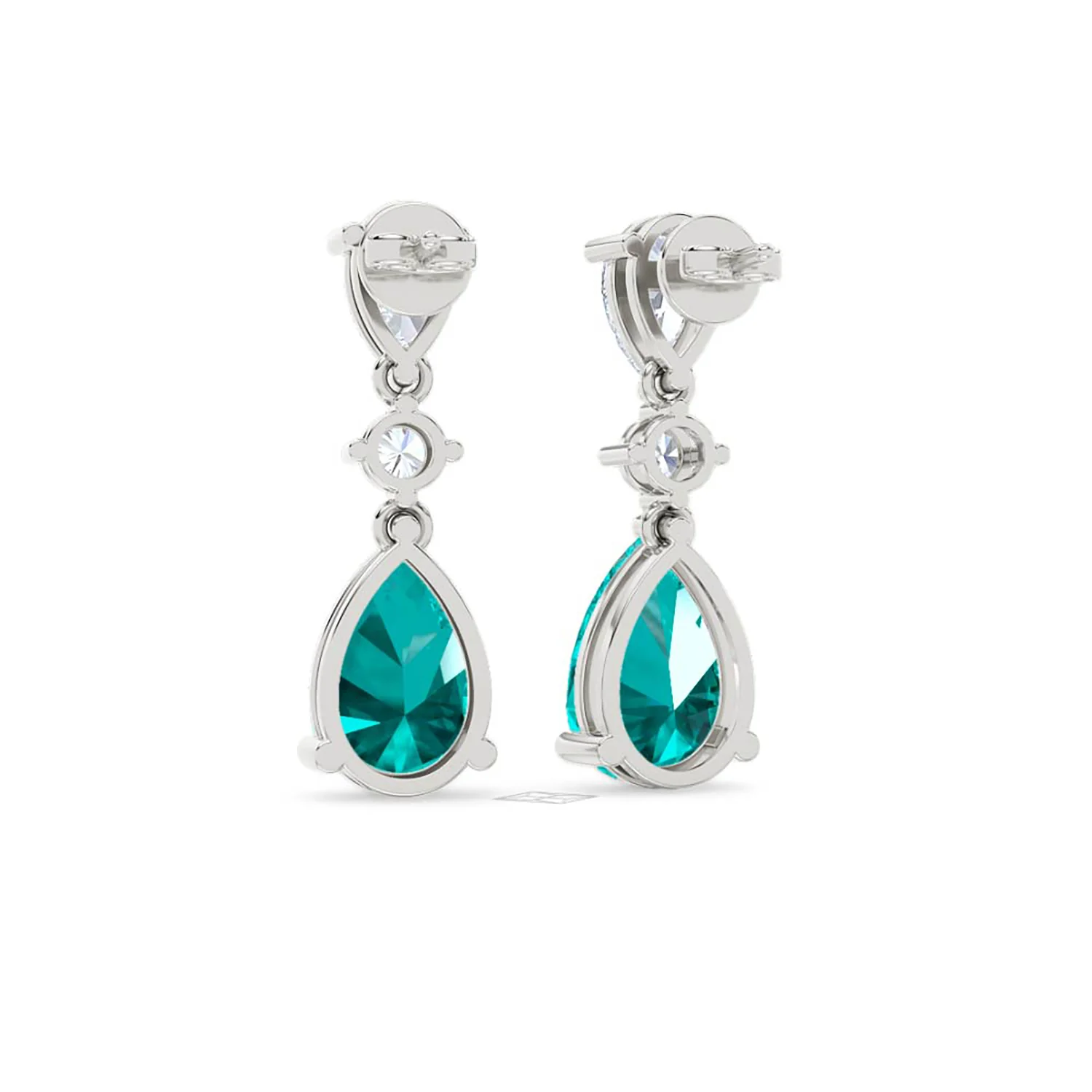 9.00ct Pear Cut Lab Paraíba YAG Drop Earrings in 14K White Gold - Image 52