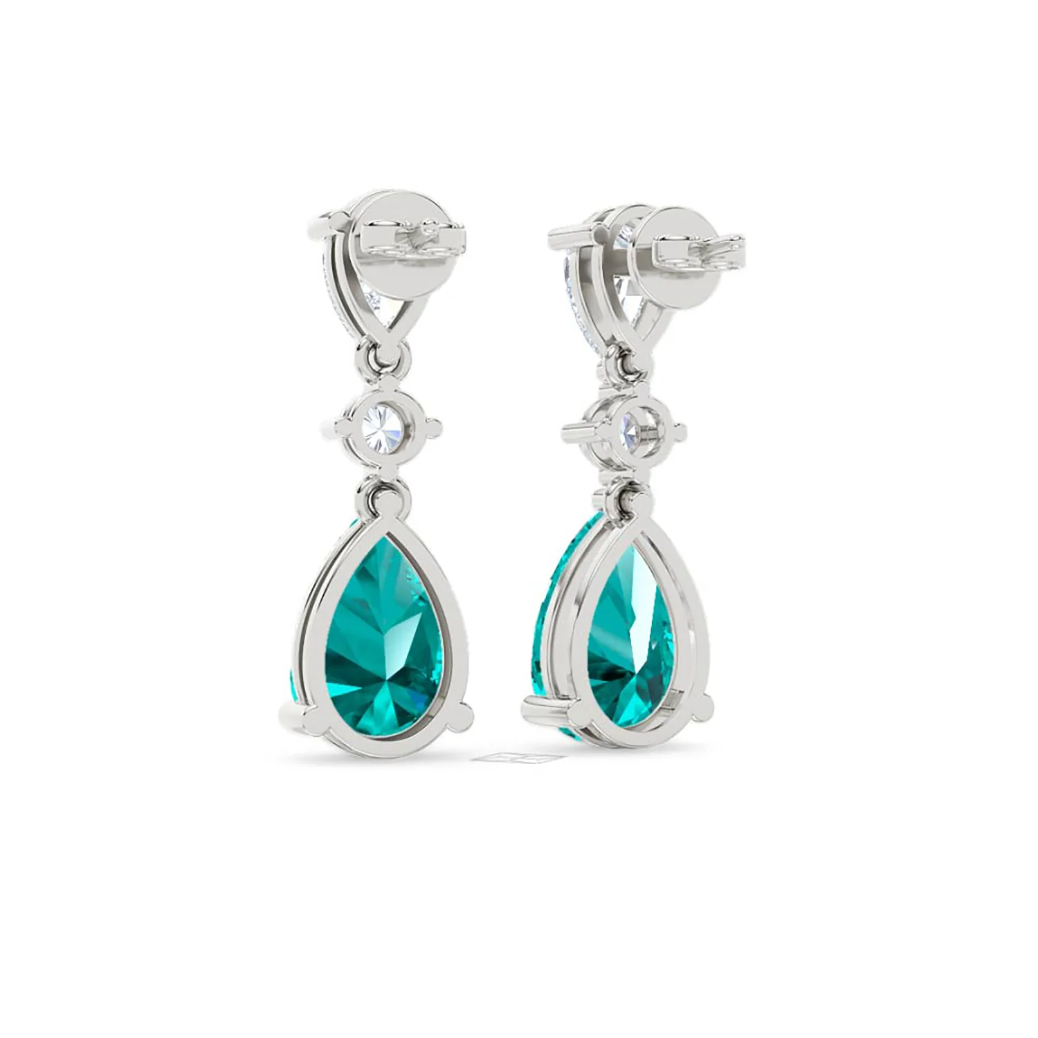 9.00ct Pear Cut Lab Paraíba YAG Drop Earrings in 14K White Gold - Image 53