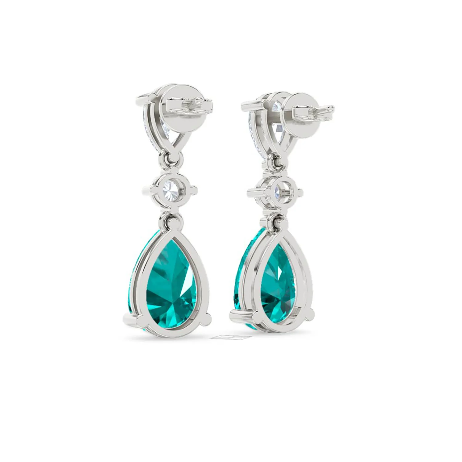 9.00ct Pear Cut Lab Paraíba YAG Drop Earrings in 14K White Gold - Image 54