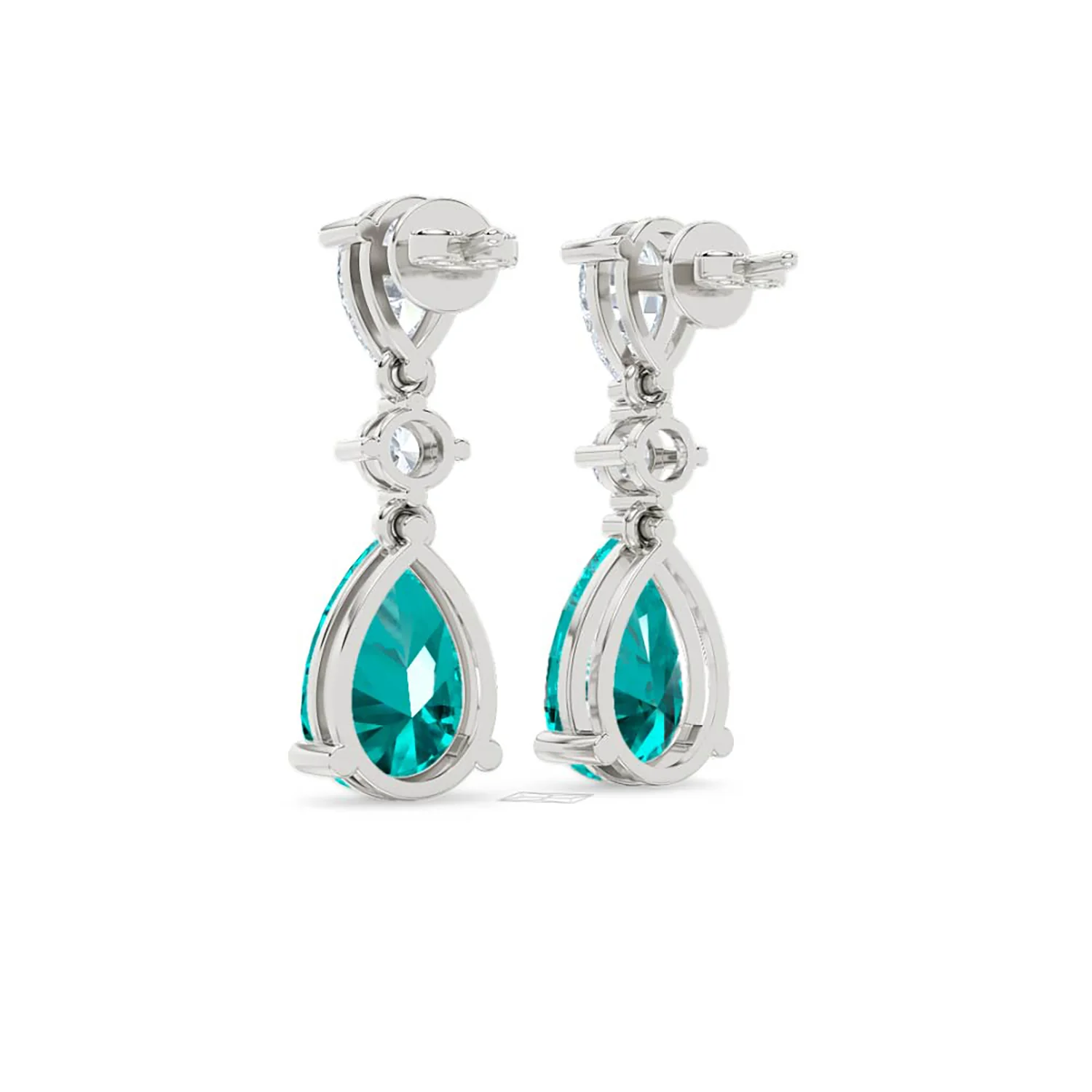 9.00ct Pear Cut Lab Paraíba YAG Drop Earrings in 14K White Gold - Image 55