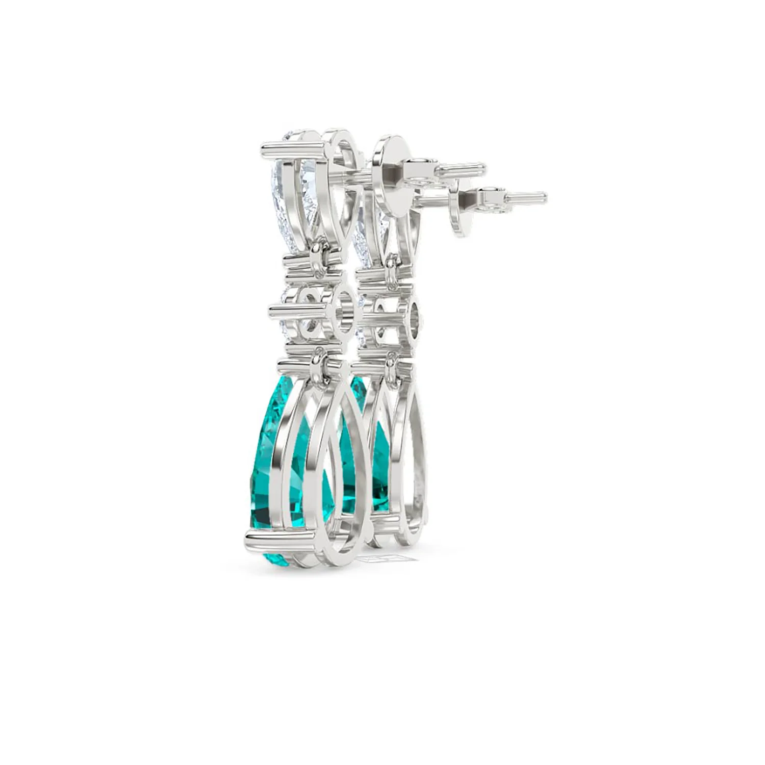9.00ct Pear Cut Lab Paraíba YAG Drop Earrings in 14K White Gold - Image 64