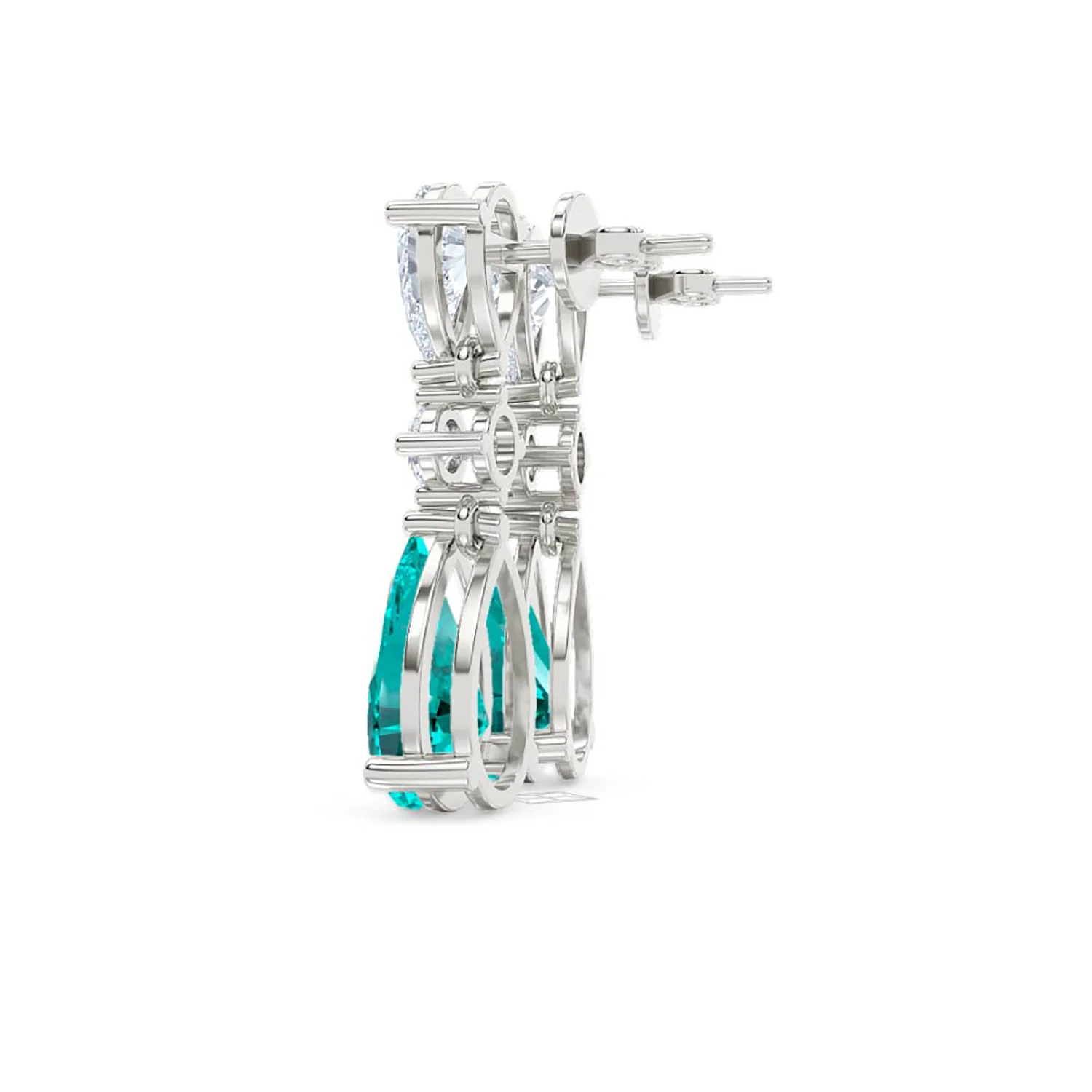 9.00ct Pear Cut Lab Paraíba YAG Drop Earrings in 14K White Gold - Image 65