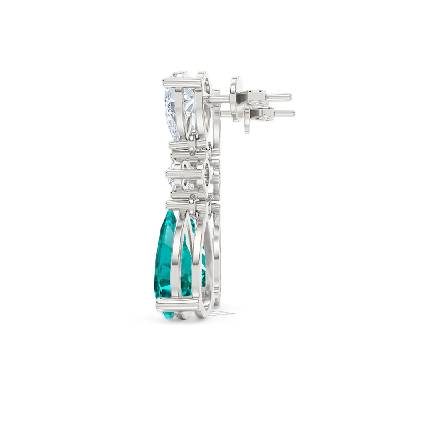 9.00ct Pear Cut Lab Paraíba YAG Drop Earrings in 14K White Gold - Image 67
