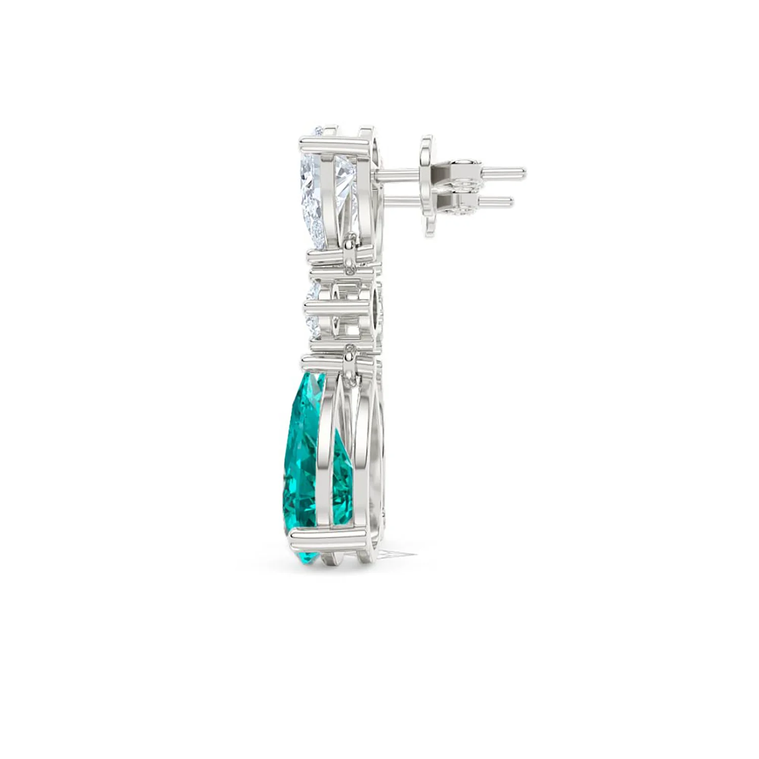 9.00ct Pear Cut Lab Paraíba YAG Drop Earrings in 14K White Gold - Image 68