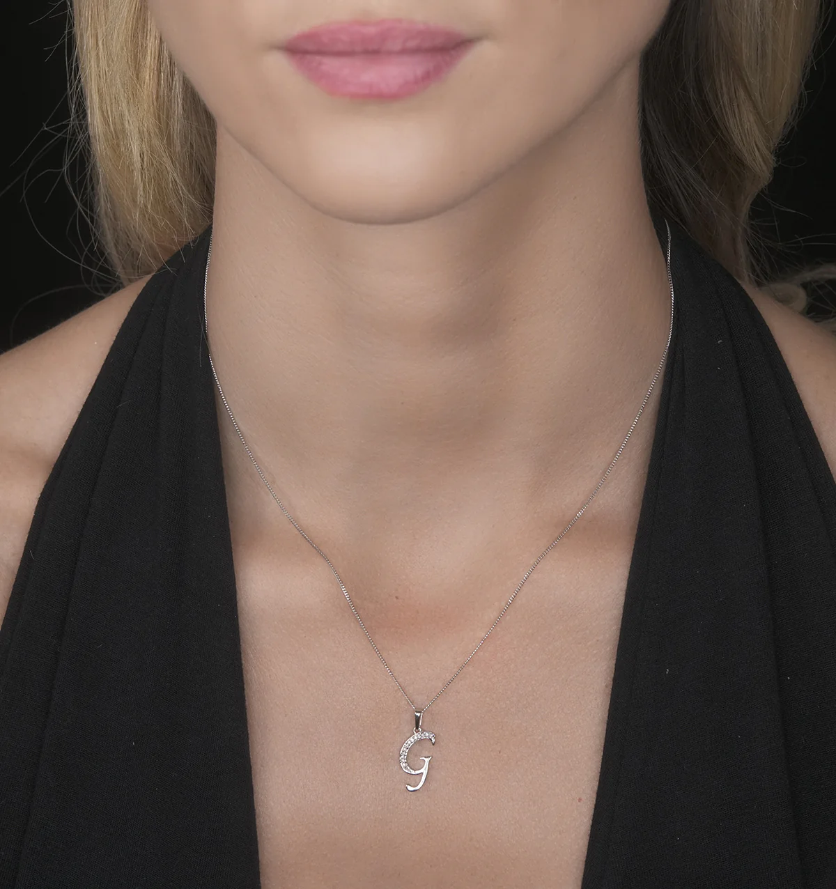 925 Silver Lab Diamond Initial 'G' Necklace 0.05ct - Image 2