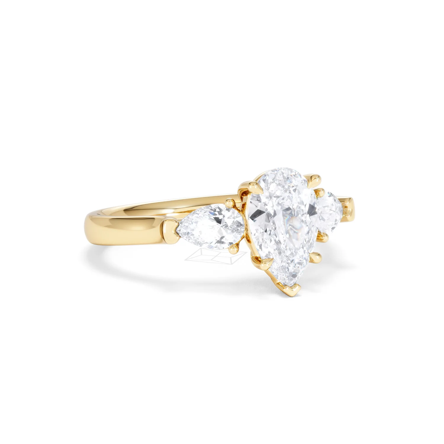 Adore 1.50ct Pear Cut Lab Diamond 3 Stone Engagement Ring in 18K Yellow Gold - Image 15