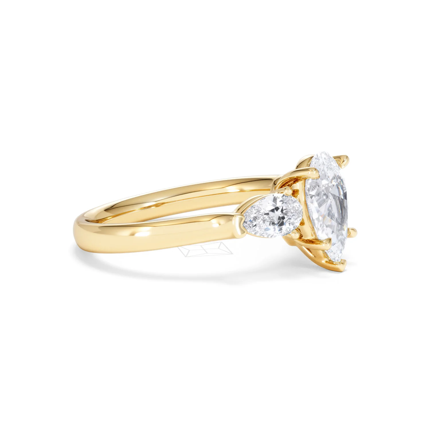 Adore 1.50ct Pear Cut Lab Diamond 3 Stone Engagement Ring in 18K Yellow Gold - Image 22