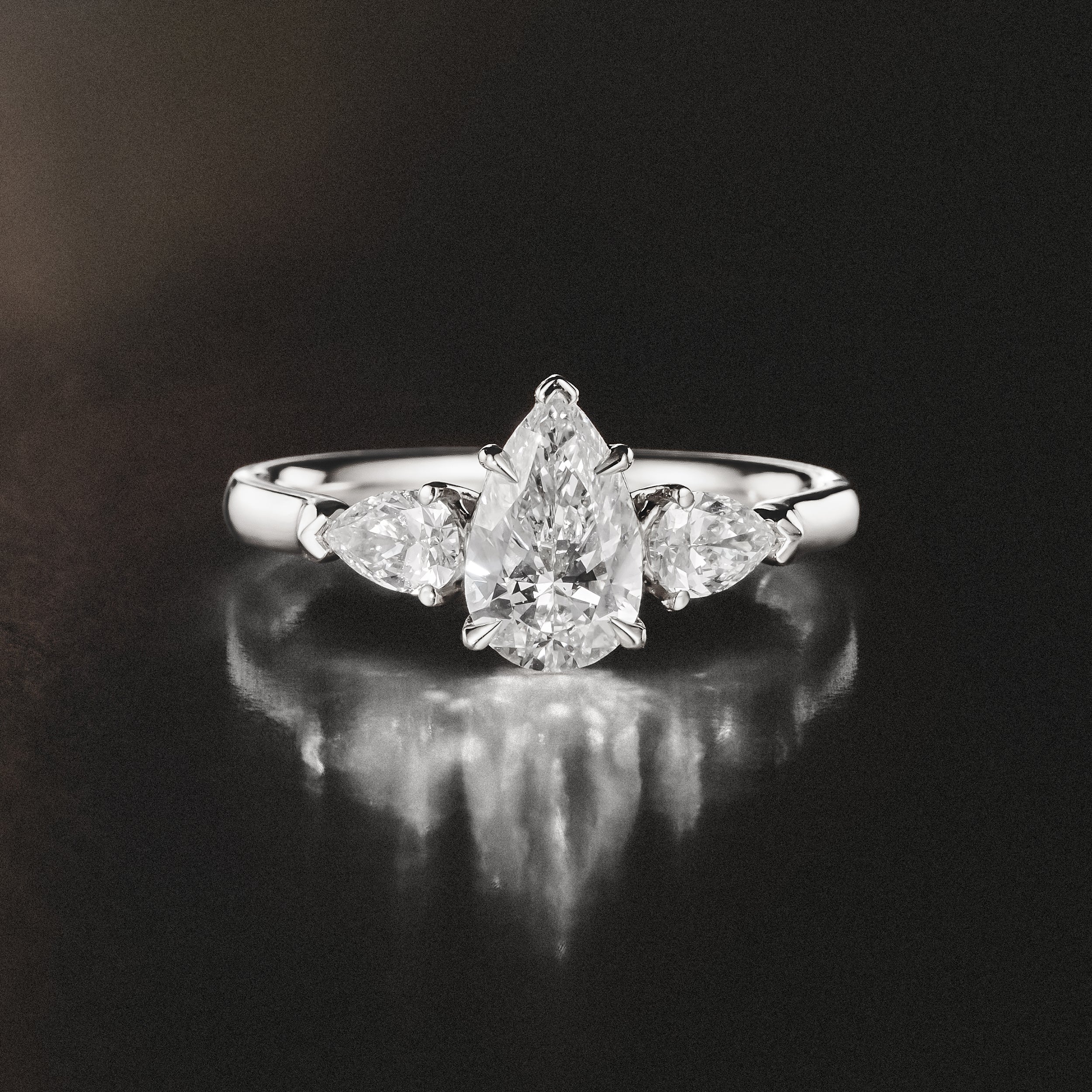 Adore 1.50ct Pear Cut Lab Diamond 3 Stone Engagement Ring in Platinum - Image 8