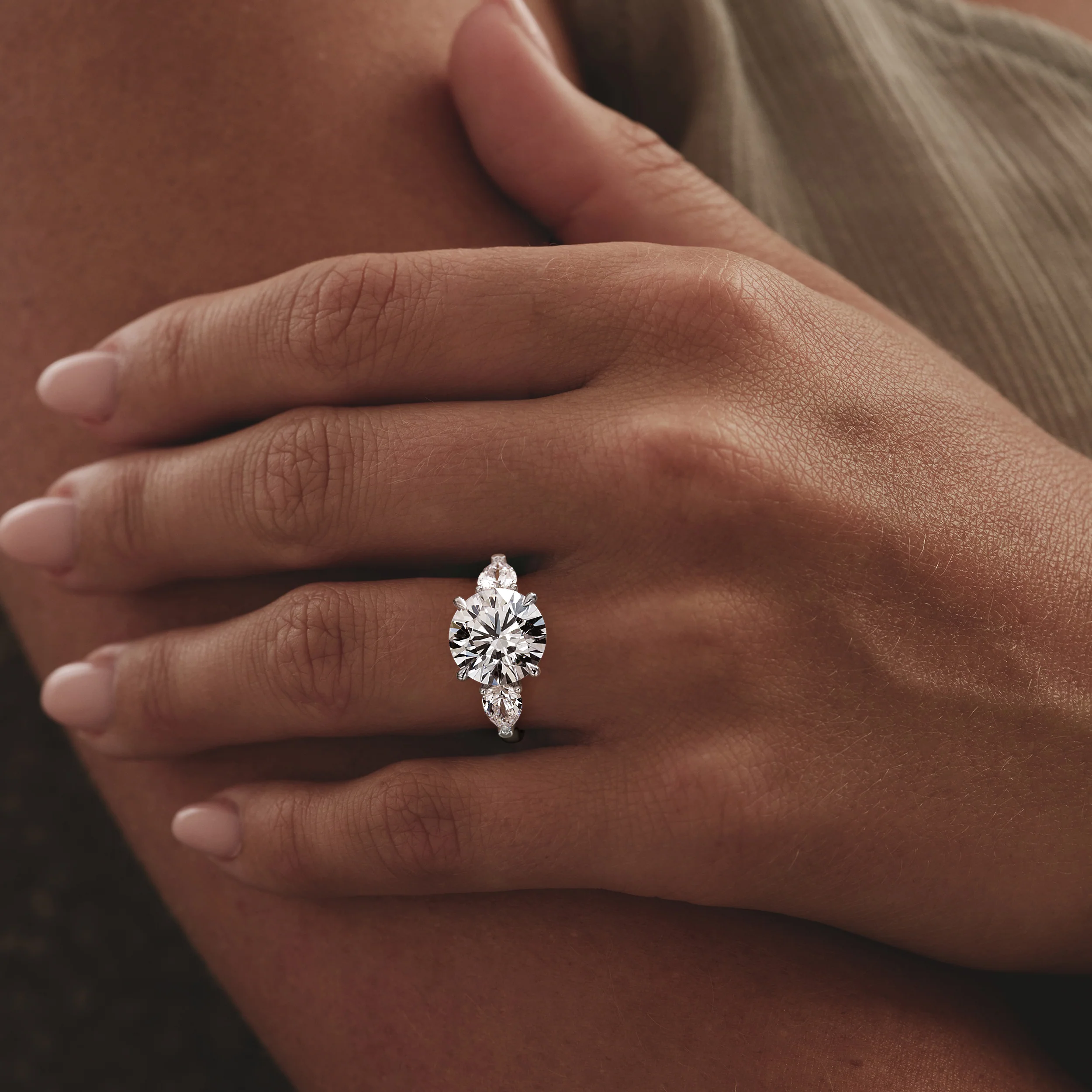 Adore 6.00ct Round Cut Lab Diamond 3 Stone Engagement Ring in Platinum - Image 2