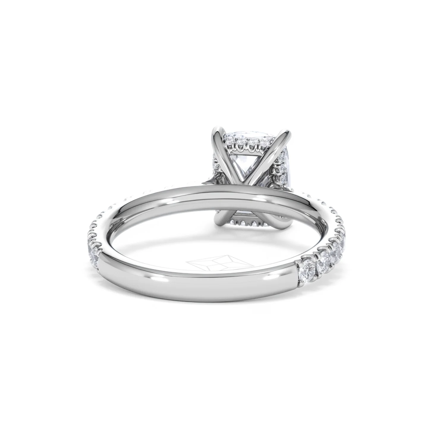 Amora 2.00ct Elongated Cushion Cut Lab Diamond Hidden Halo Engagement Ring with Side Stones in Platinum - Image 46