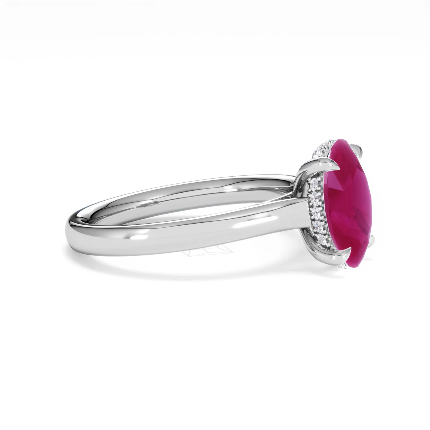 Amora Gem 2.00ct Oval Cut Lab Ruby Hidden Halo Engagement Ring in 18K White Gold - Image 23