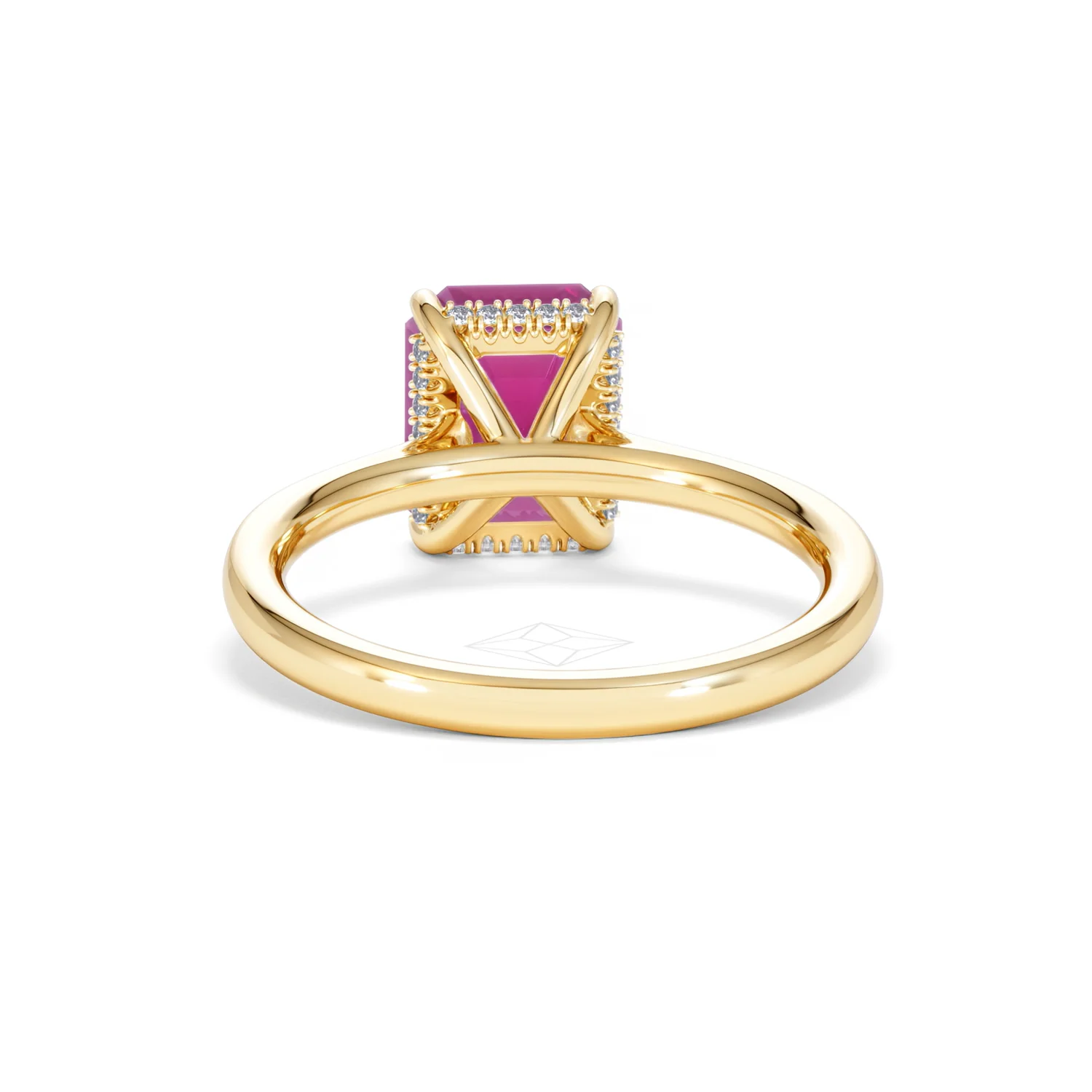 Amora Gem 2.50ct Emerald Cut Lab Ruby Hidden Halo Engagement Ring in 18K Yellow Gold - Image 50