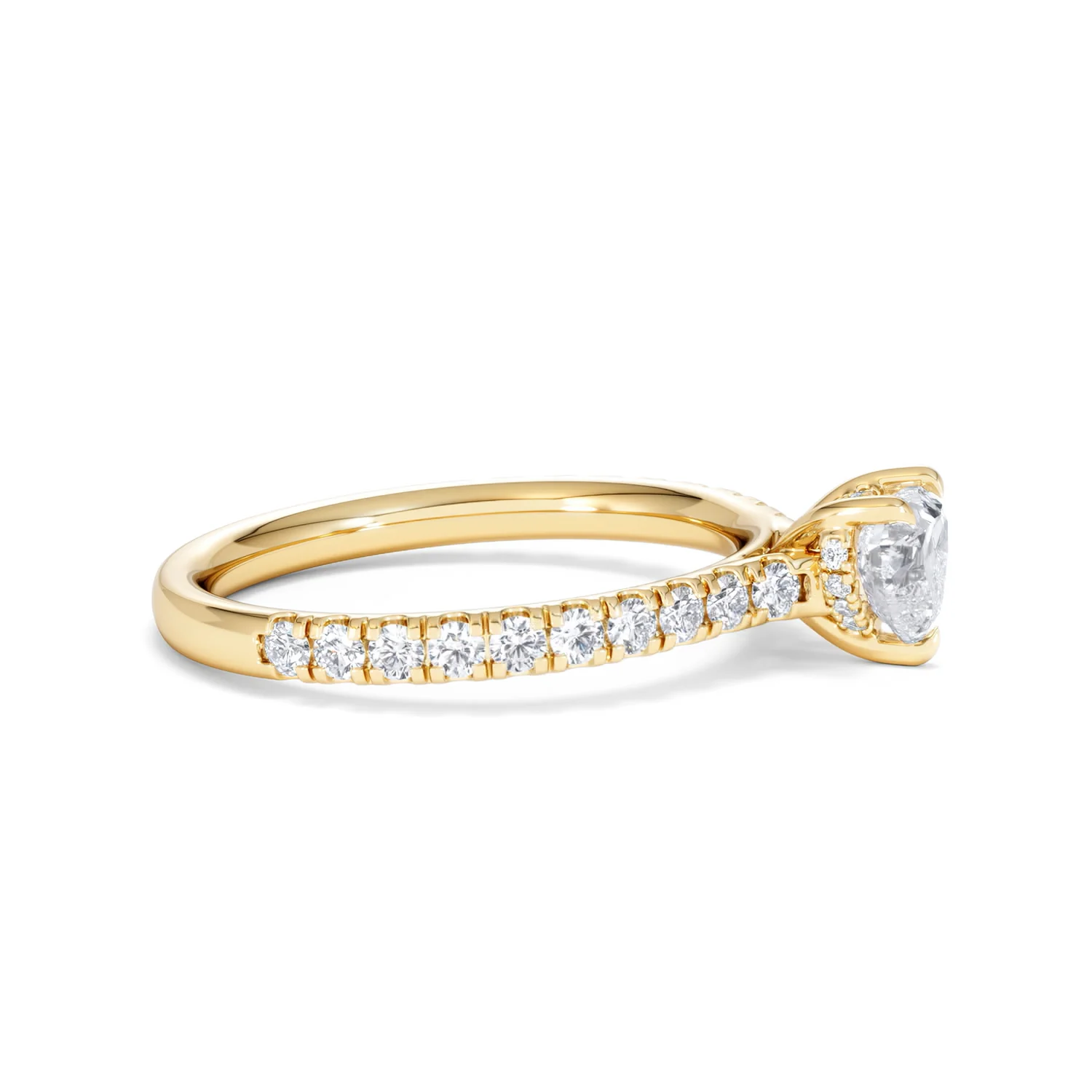 Amora Heart 0.97ct Hidden Halo Diamond Engagement Ring With Side Stones Set in 18K Gold - Image 24