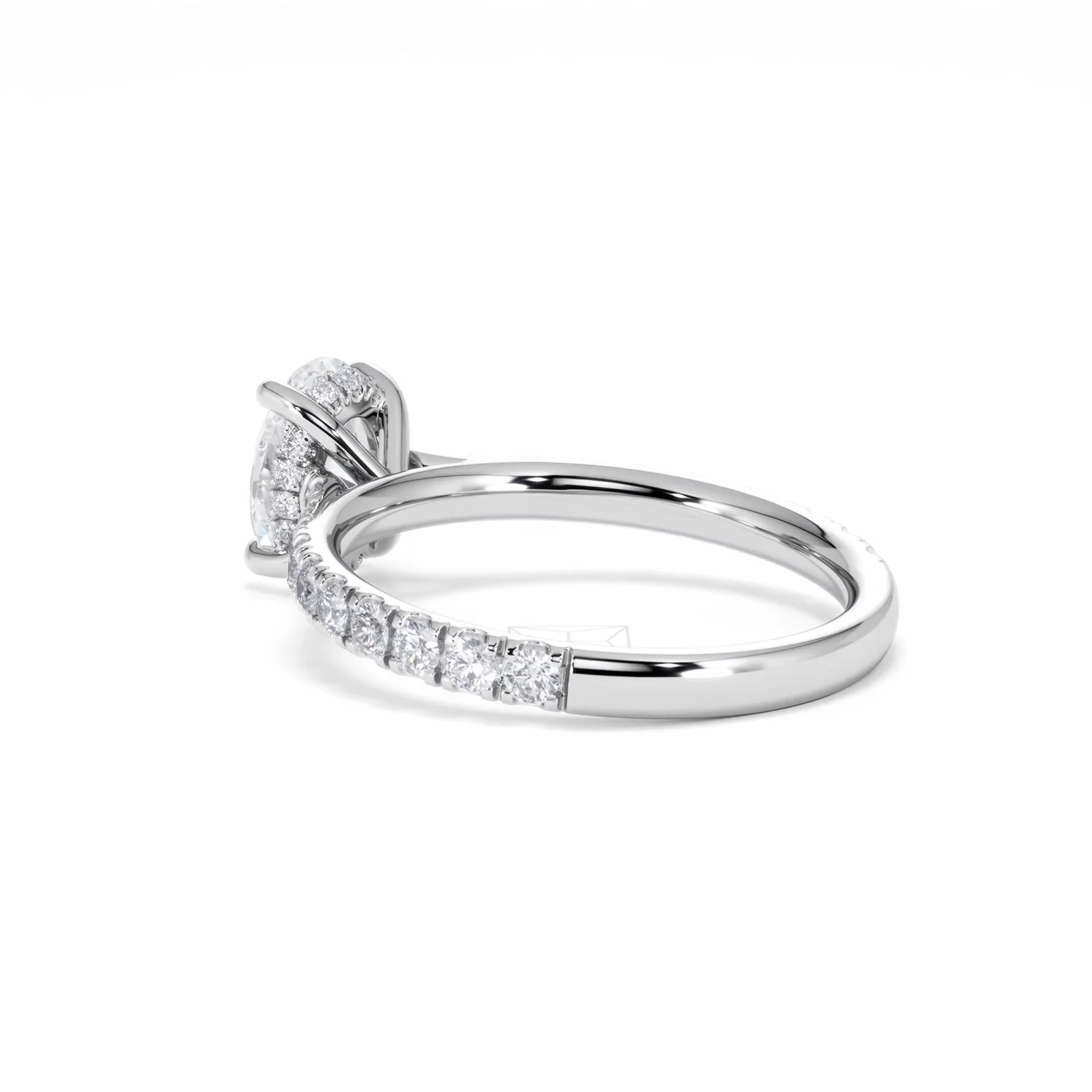 Amora Oval 1.00ct Hidden Halo Diamond Engagement Ring With Side Stones Set in 18K White Gold - Image 60