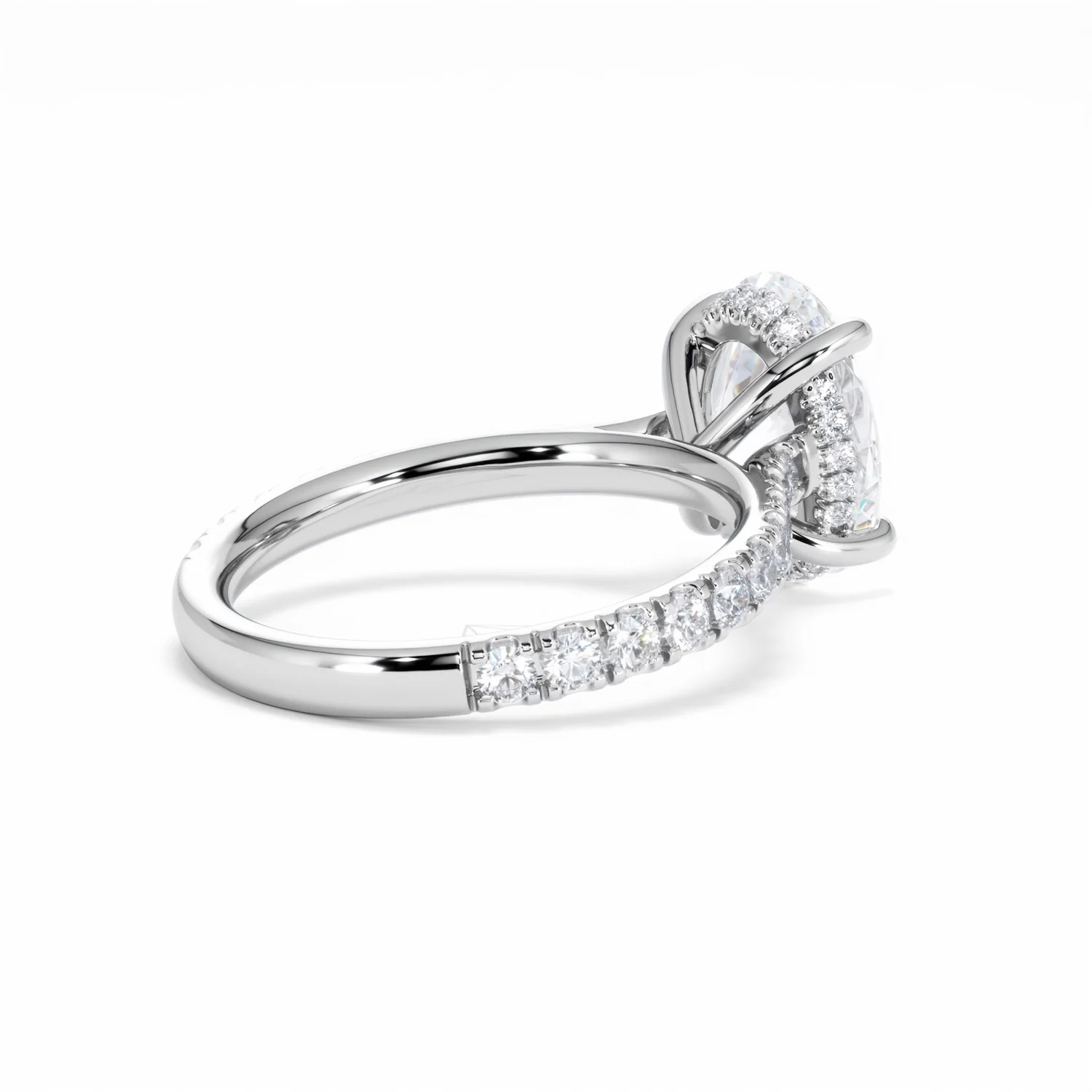 Amora Oval 3.00ct Hidden Halo Lab Diamond Engagement Ring With Side Stones Set in 18K White Gold - Image 38