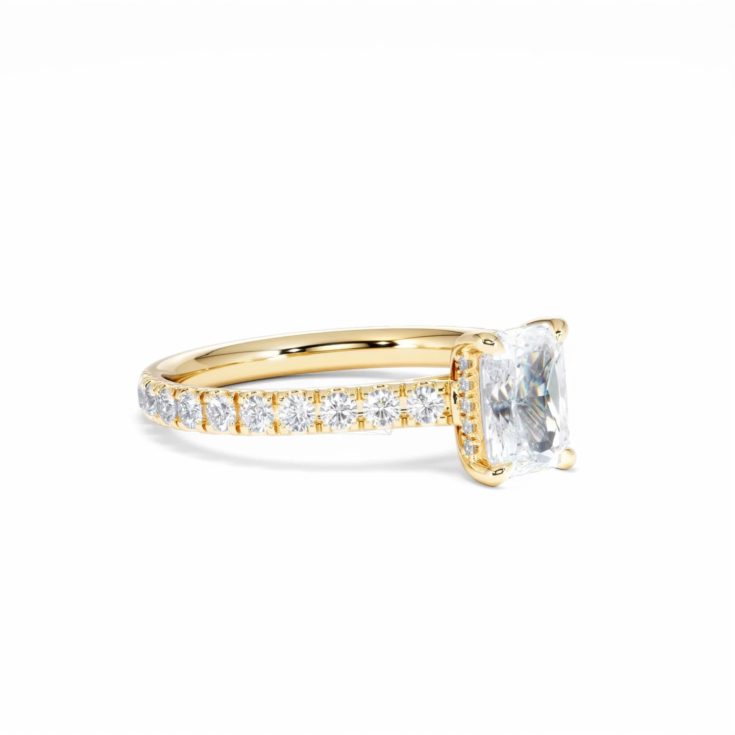 Amora Radiant 1.00ct Hidden Halo Diamond Engagement Ring With Side Stones Set in 18K Gold - Image 19