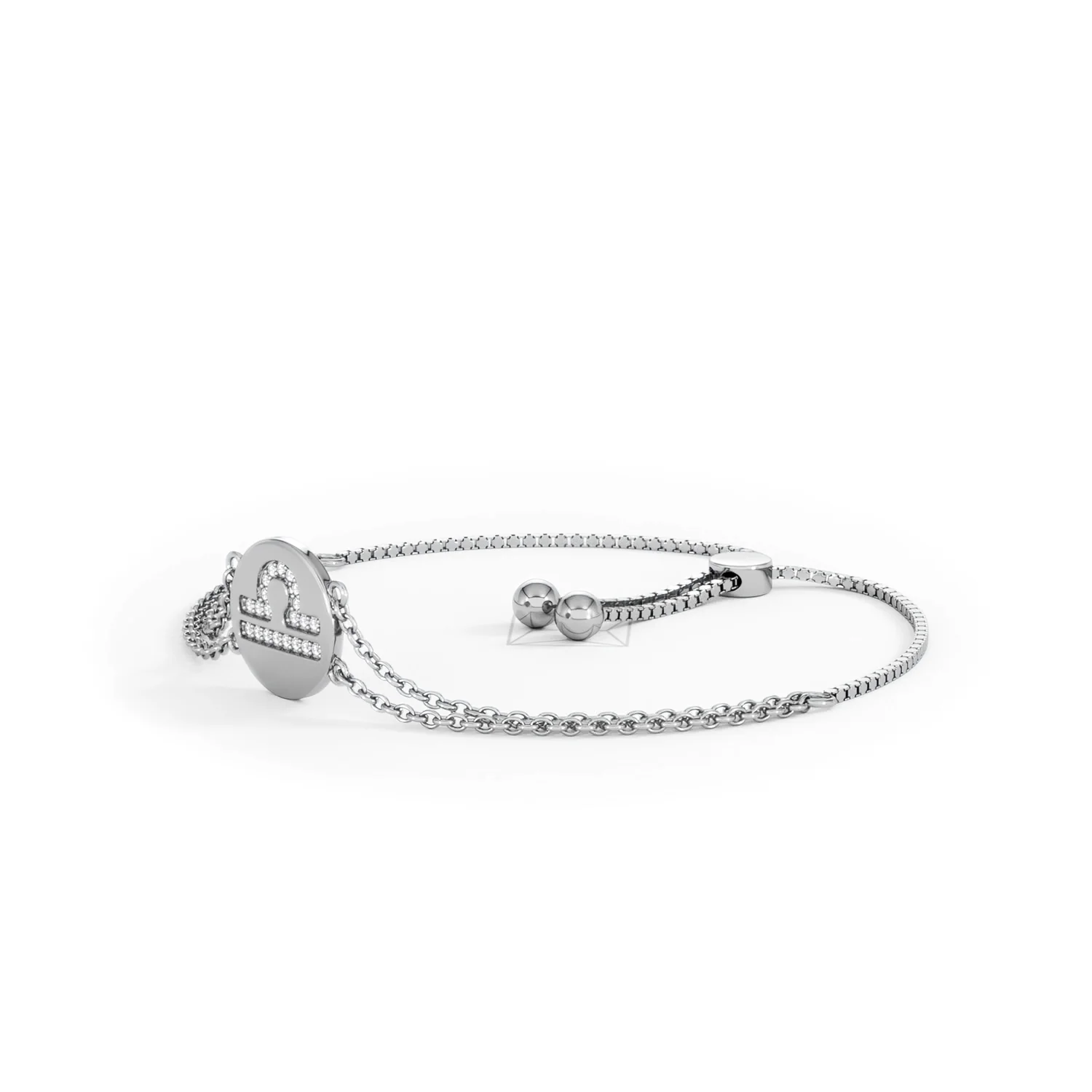 Astrology Libra 0.07ct Lab Grown Diamond Adjustable Medallion Bracelet Sterling Silver - Image 78
