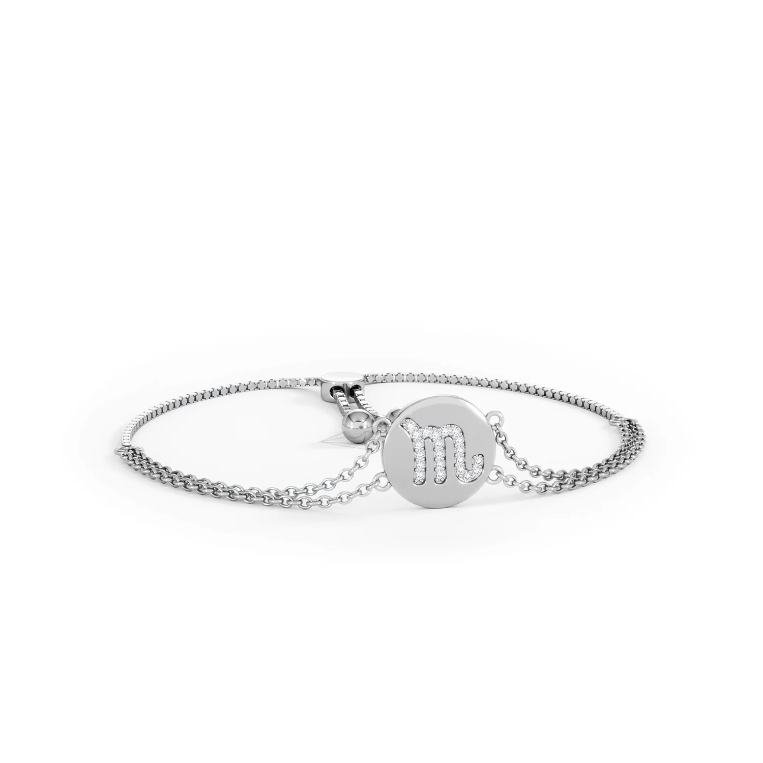 Astrology Scorpio 0.07ct Lab Grown Diamond Adjustable Medallion Bracelet Sterling Silver - Image 12