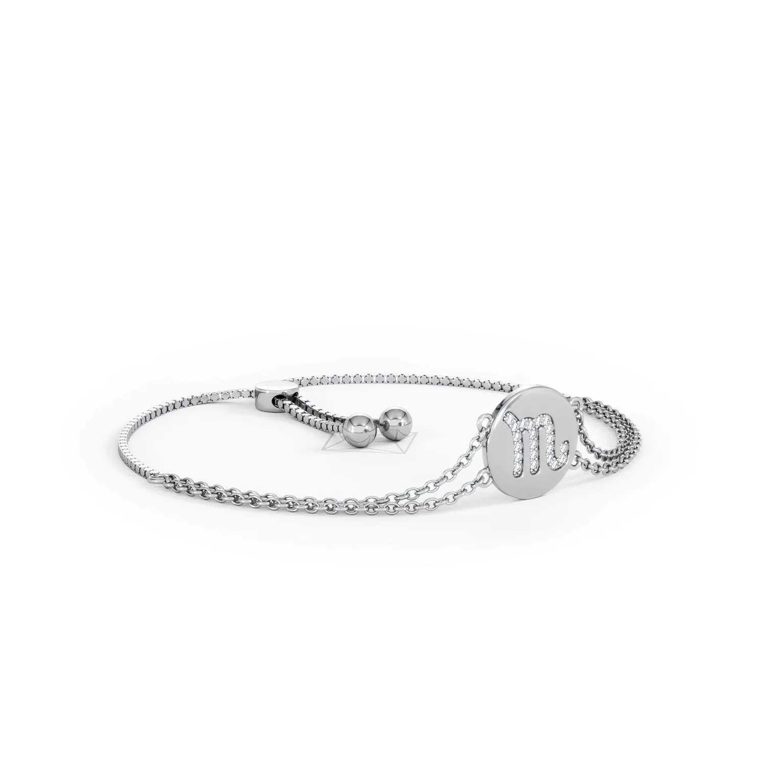Astrology Scorpio 0.07ct Lab Grown Diamond Adjustable Medallion Bracelet Sterling Silver - Image 17