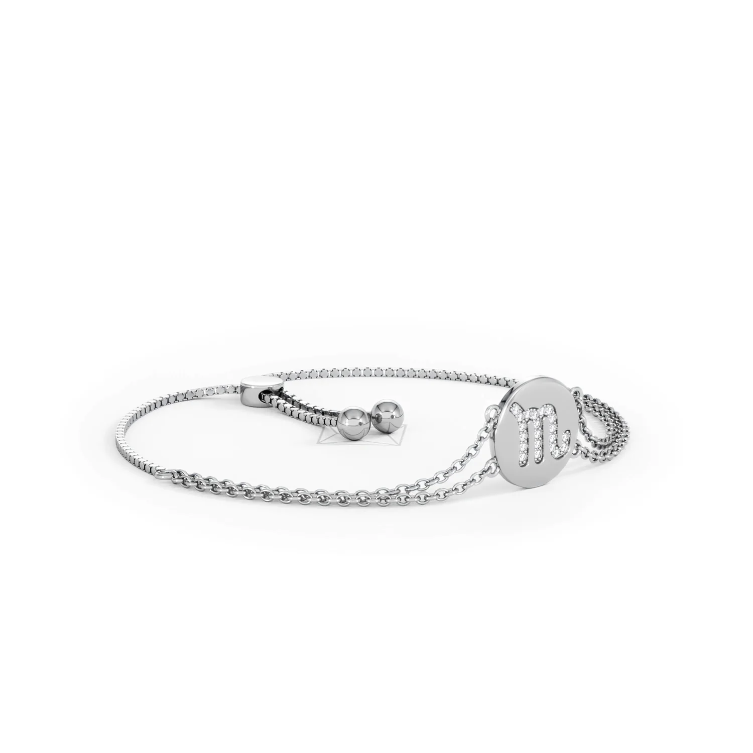 Astrology Scorpio 0.07ct Lab Grown Diamond Adjustable Medallion Bracelet Sterling Silver - Image 18
