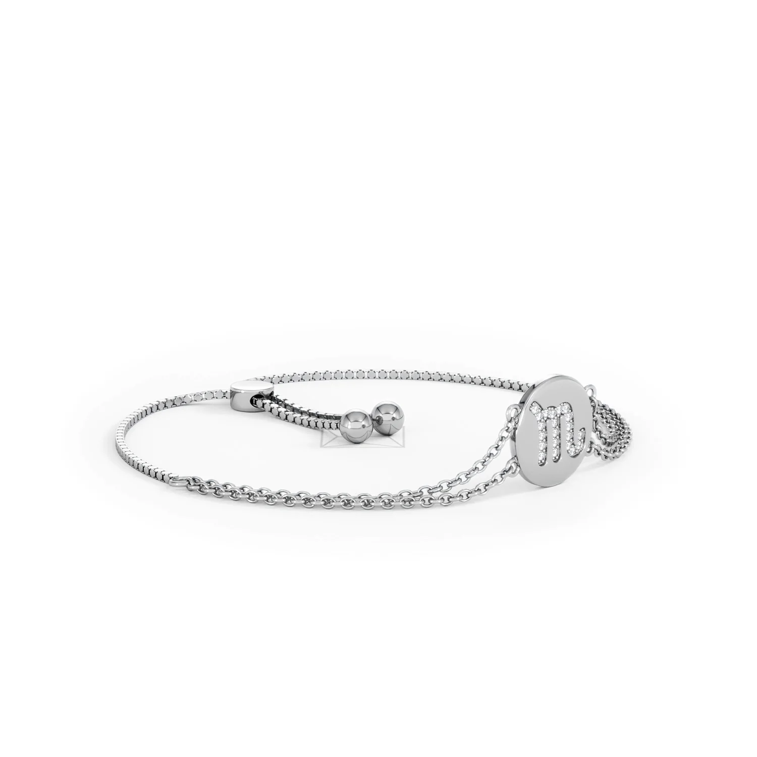 Astrology Scorpio 0.07ct Lab Grown Diamond Adjustable Medallion Bracelet Sterling Silver - Image 19