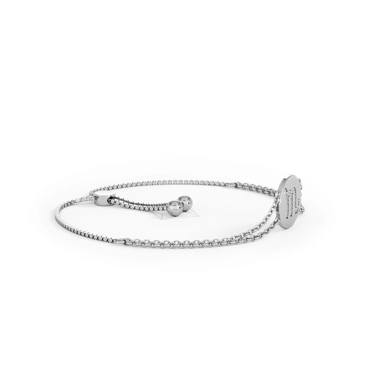 Astrology Scorpio 0.07ct Lab Grown Diamond Adjustable Medallion Bracelet Sterling Silver - Image 23