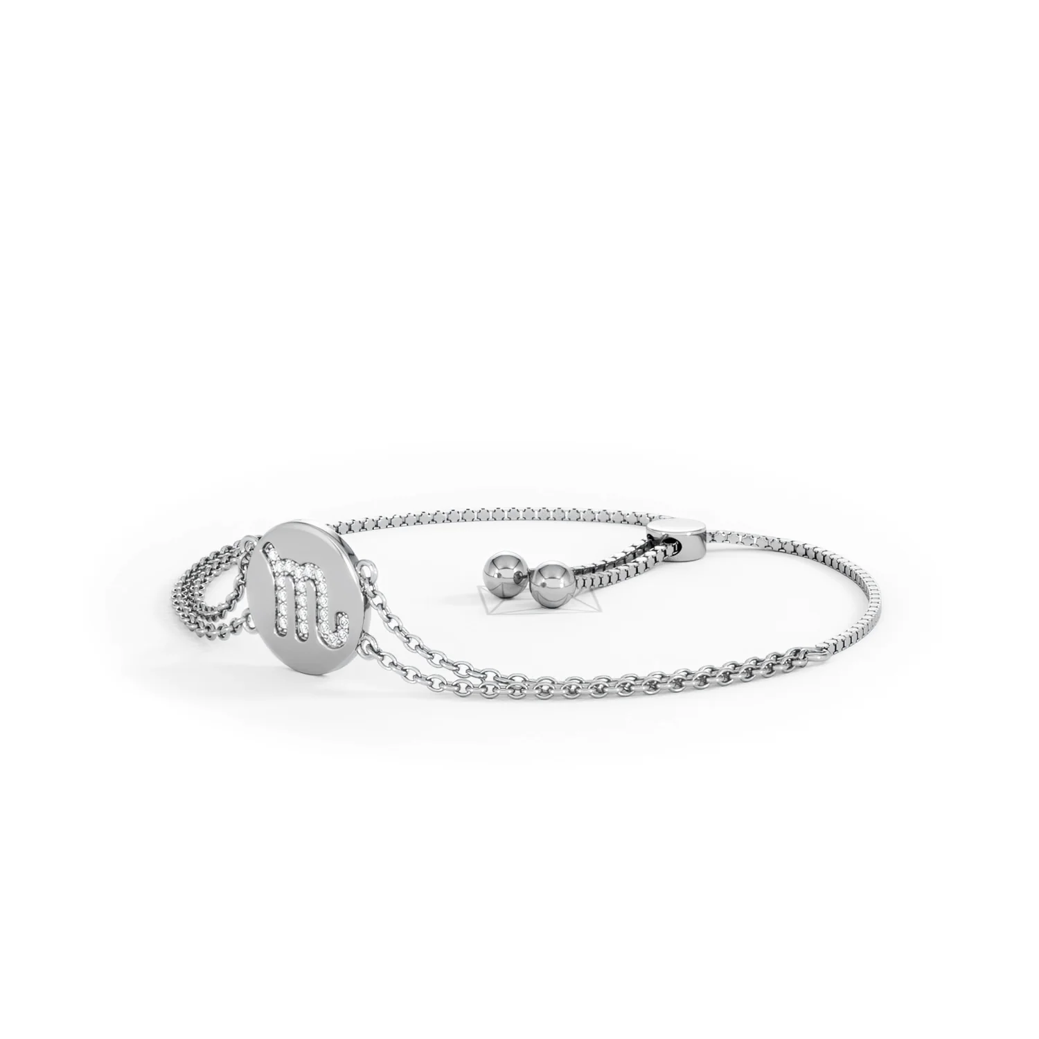 Astrology Scorpio 0.07ct Lab Grown Diamond Adjustable Medallion Bracelet Sterling Silver - Image 80