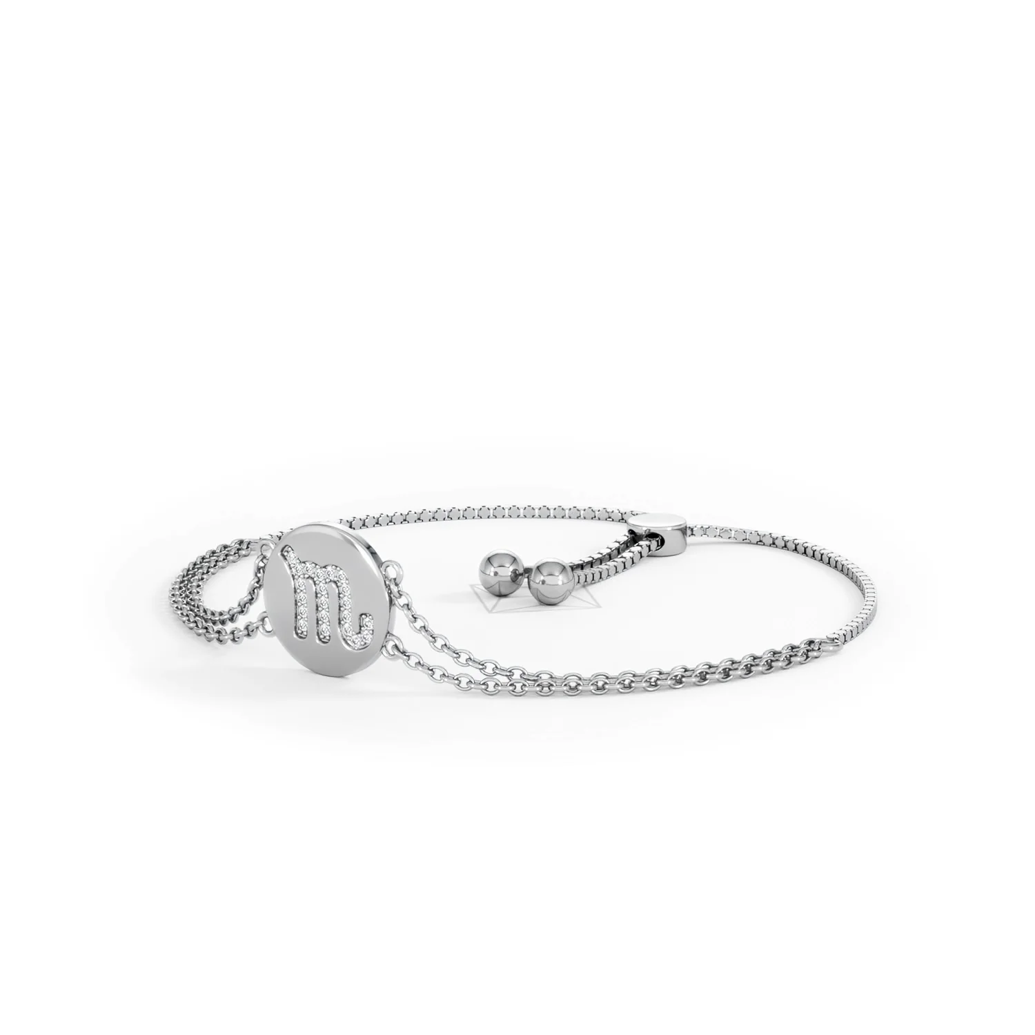 Astrology Scorpio 0.07ct Lab Grown Diamond Adjustable Medallion Bracelet Sterling Silver - Image 81