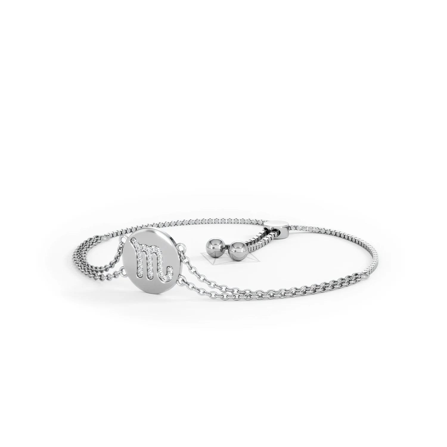 Astrology Scorpio 0.07ct Lab Grown Diamond Adjustable Medallion Bracelet Sterling Silver - Image 82