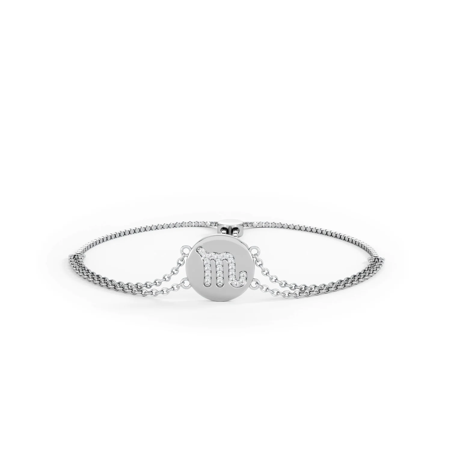 Astrology Scorpio 0.07ct Lab Grown Diamond Adjustable Medallion Bracelet Sterling Silver - Image 88