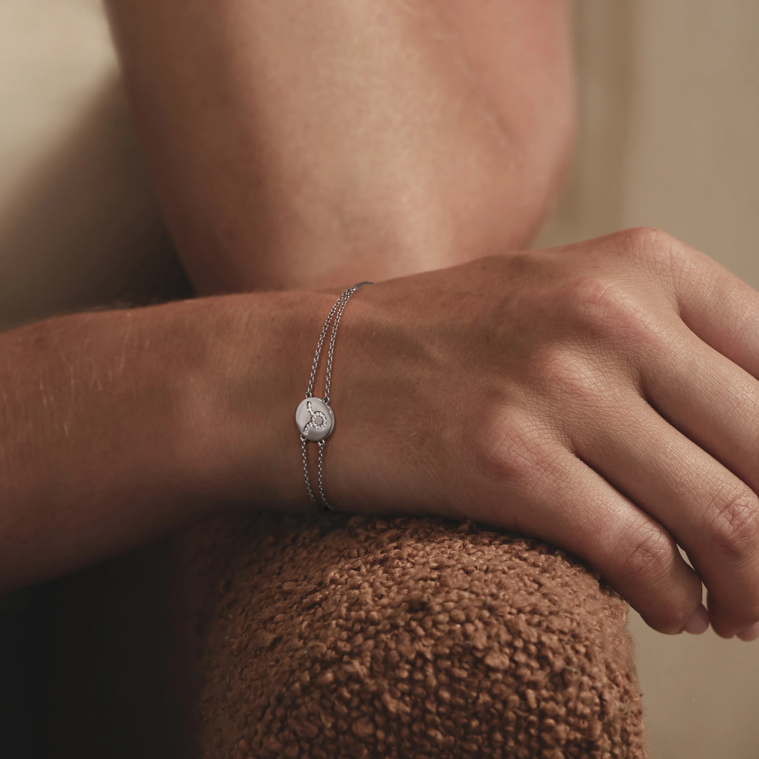 Astrology Taurus 0.07ct Lab Grown Diamond Adjustable Medallion Bracelet Sterling Silver - Image 2