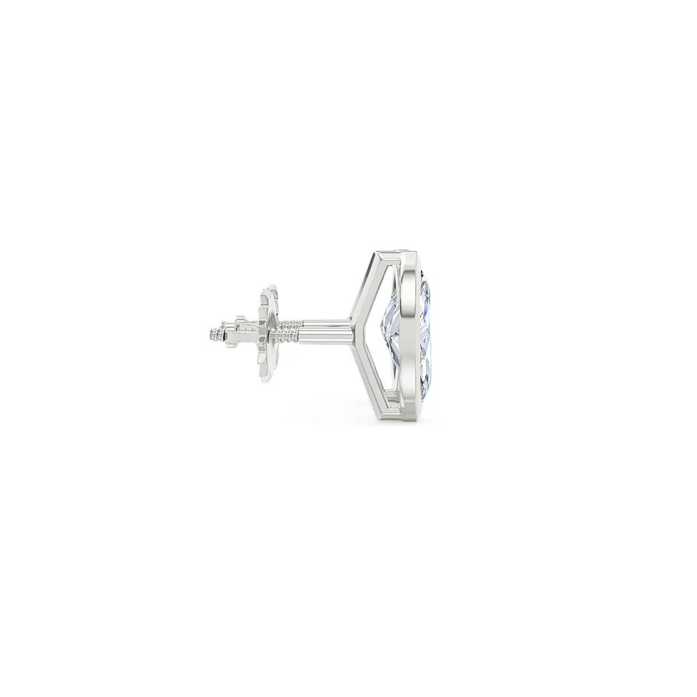 Bezel Set 1.00ct Marquise Cut Lab Diamond Stud Earrings in Platinum - Image 29