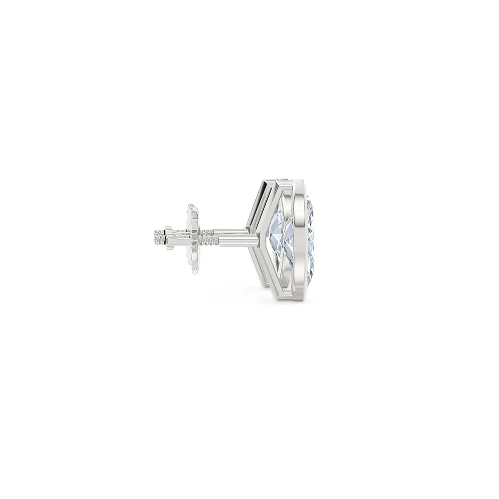 Bezel Set 1.00ct Marquise Cut Lab Diamond Stud Earrings in Platinum - Image 30