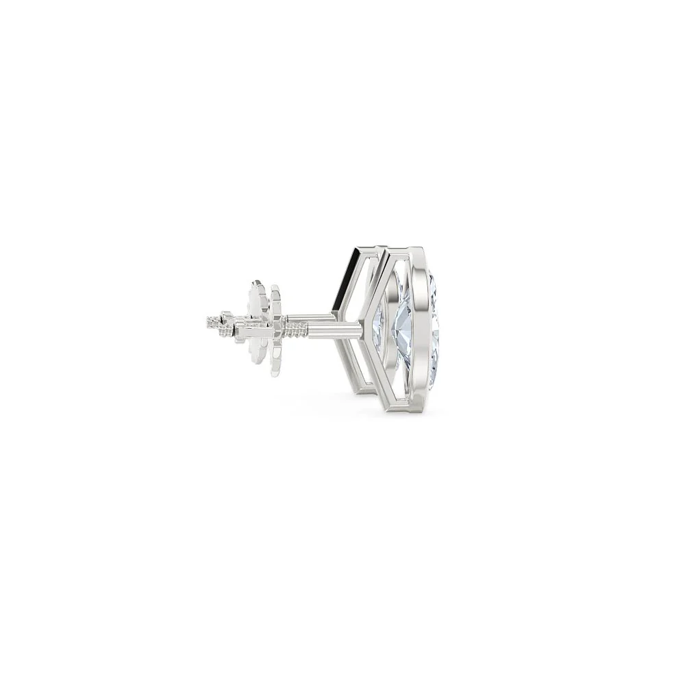 Bezel Set 1.00ct Marquise Cut Lab Diamond Stud Earrings in Platinum - Image 31