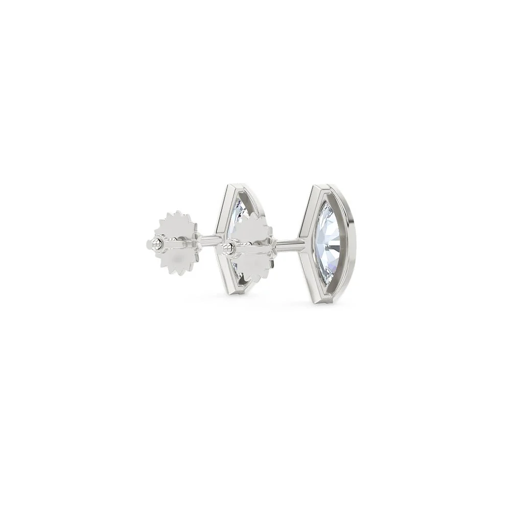 Bezel Set 1.00ct Marquise Cut Lab Diamond Stud Earrings in Platinum - Image 39