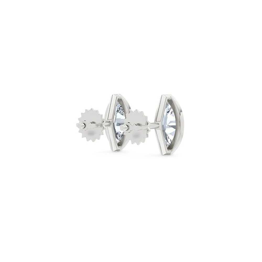 Bezel Set 1.00ct Marquise Cut Lab Diamond Stud Earrings in Platinum - Image 41