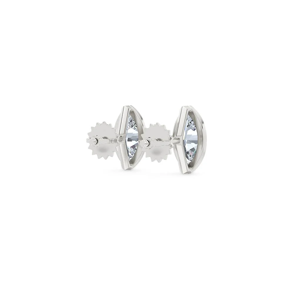 Bezel Set 1.00ct Marquise Cut Lab Diamond Stud Earrings in Platinum - Image 42