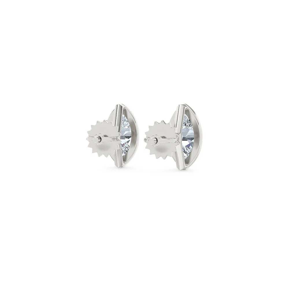 Bezel Set 1.00ct Marquise Cut Lab Diamond Stud Earrings in Platinum - Image 44