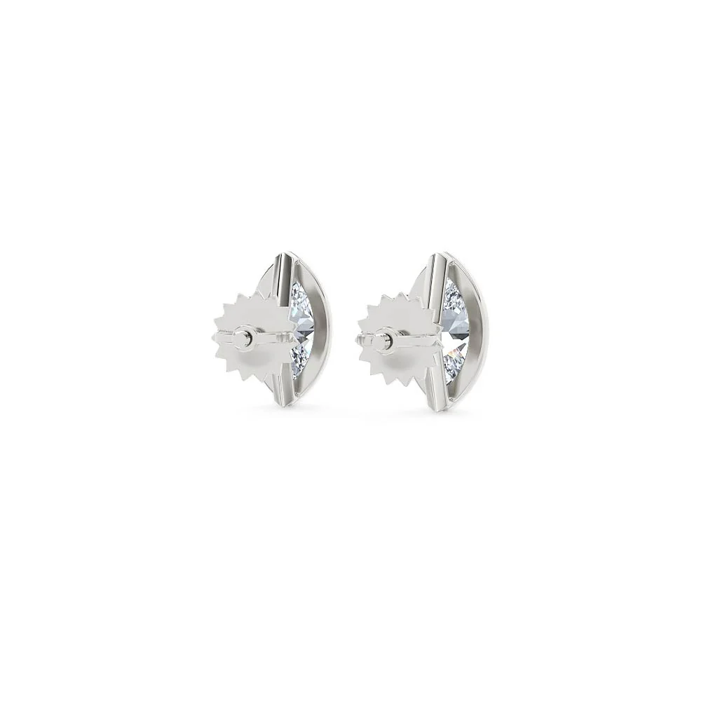 Bezel Set 1.00ct Marquise Cut Lab Diamond Stud Earrings in Platinum - Image 45